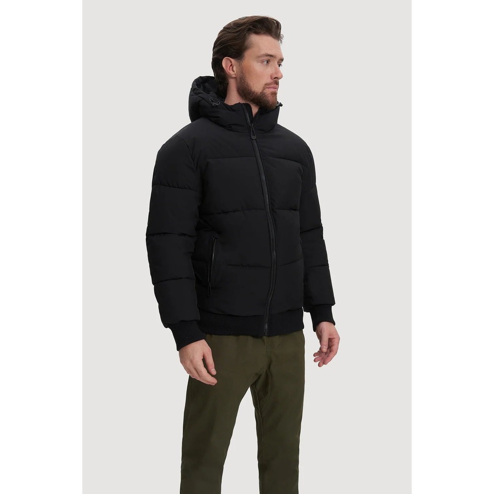 Noize Gunnar Mens Black Hooded Puffer Jacket Recycled Vegan‎ XL Bomber
